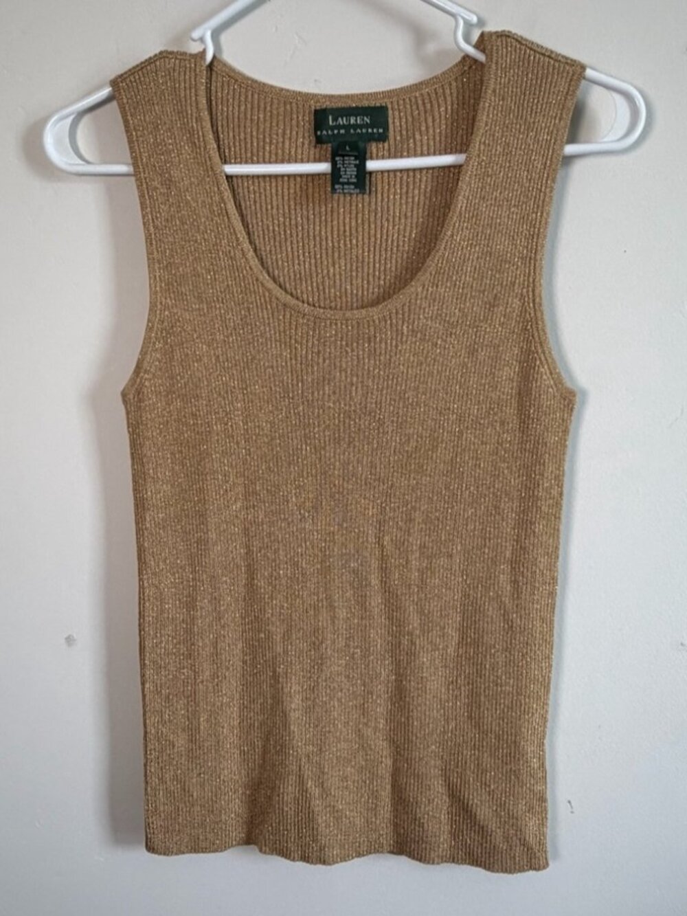 Metallic Tan Ribbed Tank Top - Picture 3 of 3